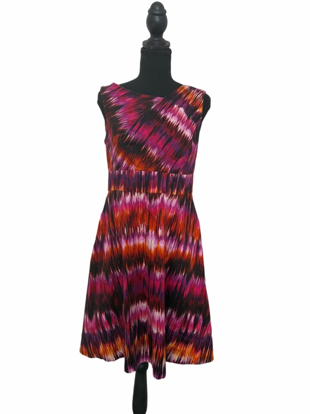 Calvin Klein Sleeveless Midi Dress in Pink, Orange and Black